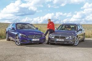mercedes c-klasse t-modell bmw 3er touring test