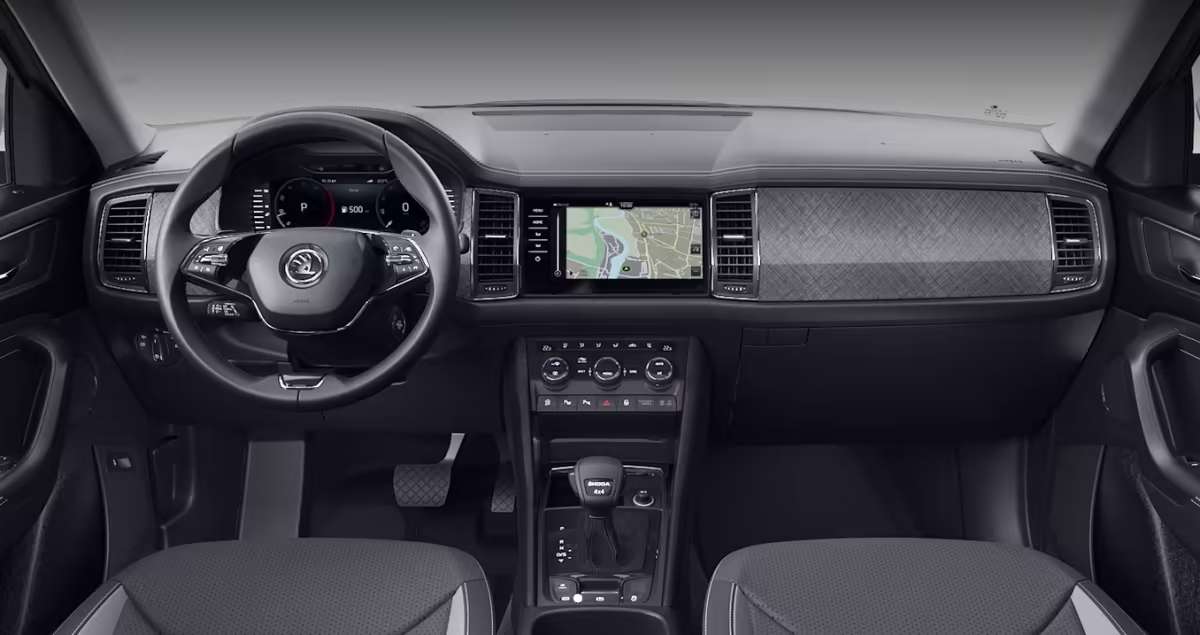Ansicht des Armaturenbretts eines Skoda Kodiaq