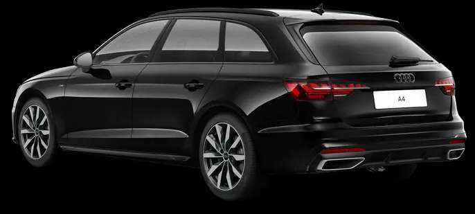 Schräge Heckansicht auf einen Audi A4, freigestellt