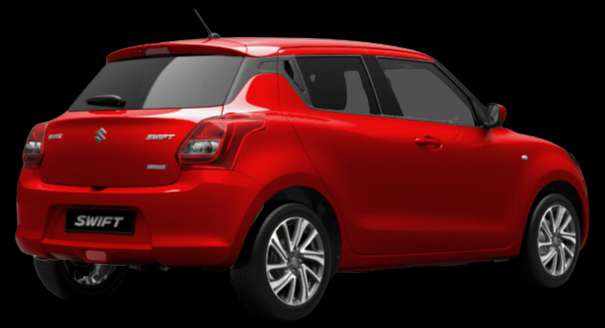 Schräge Heckansicht auf einen Suzuki Swift, freigestellt