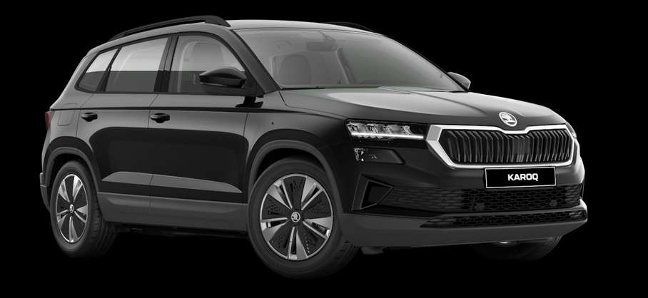 Schräge Frontansicht eines Skoda Karoq, freigestellt