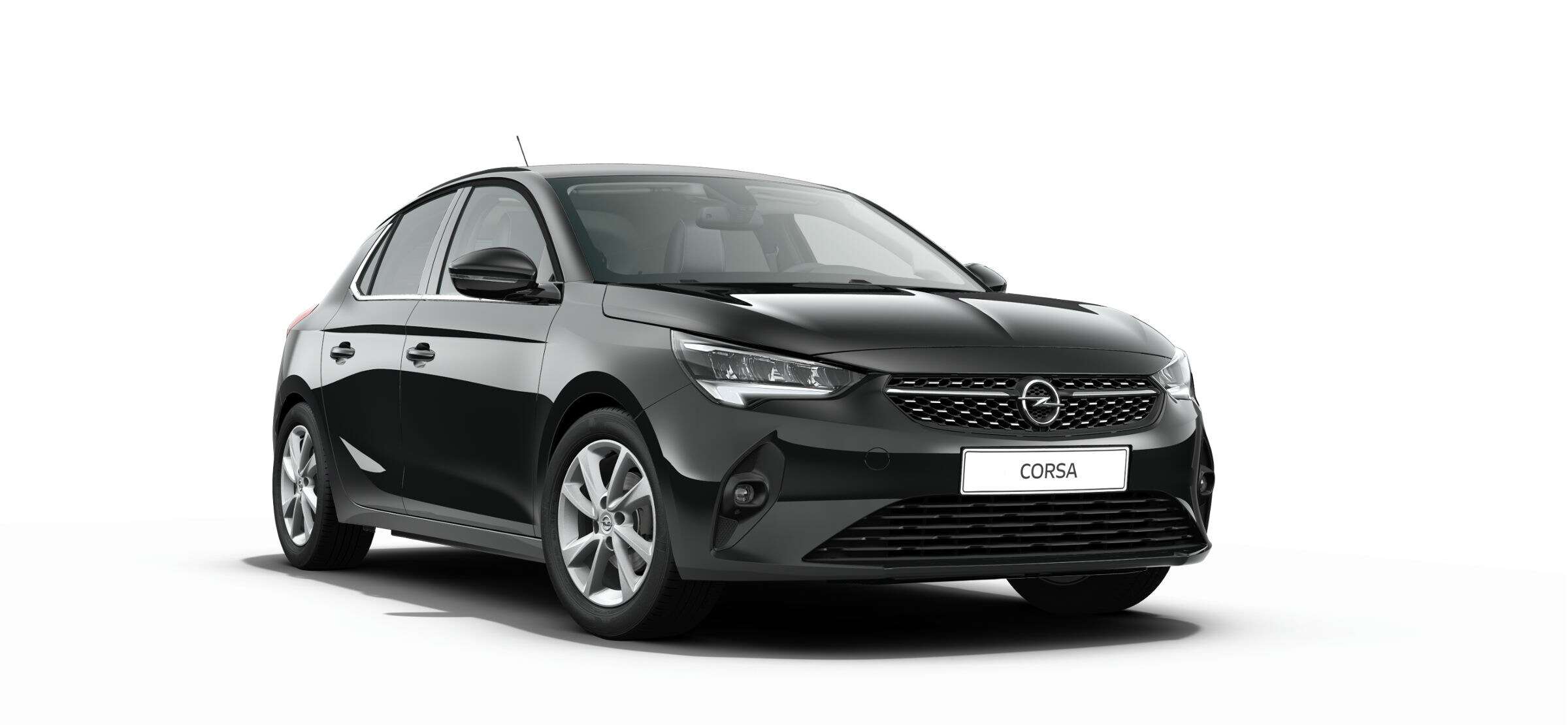 Schräge Frontansicht auf einen Opel Corsa, freigestellt