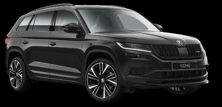Schräge Frontansicht auf einen Skoda Kodiaq, freigestellt