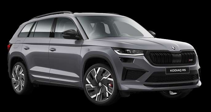 Schräge Frontansicht auf einen Skoda Kodiaq, freigestellt