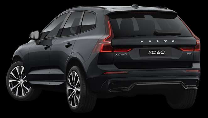 Schräge Heckansicht auf einen Volvo XC60, freigestellt