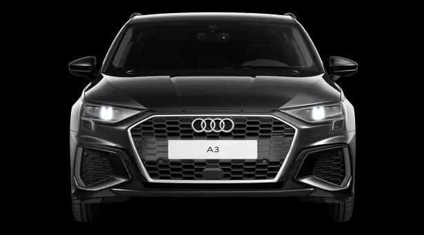 Frontansicht auf einen Audi A3, freigestellt