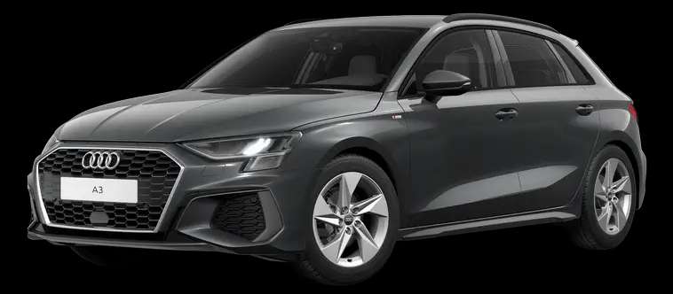 Schräge Frontansicht auf einen Audi A3, freigestellt