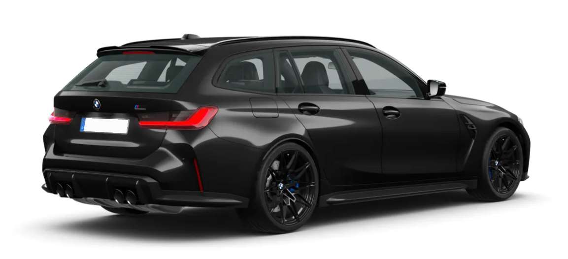 Schräge Heckansicht eines BMW 3er-Reihe, freigestellt