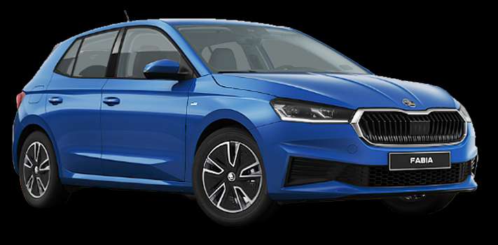Schräge Frontansicht auf einen Skoda Fabia, freigestellt