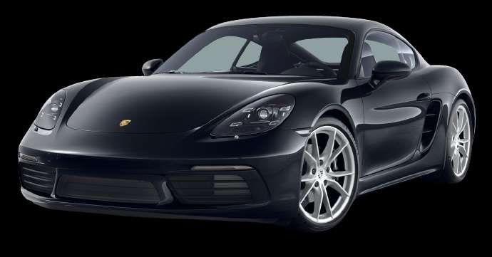 Schräge Frontansicht auf einen Porsche 718, freigestellt