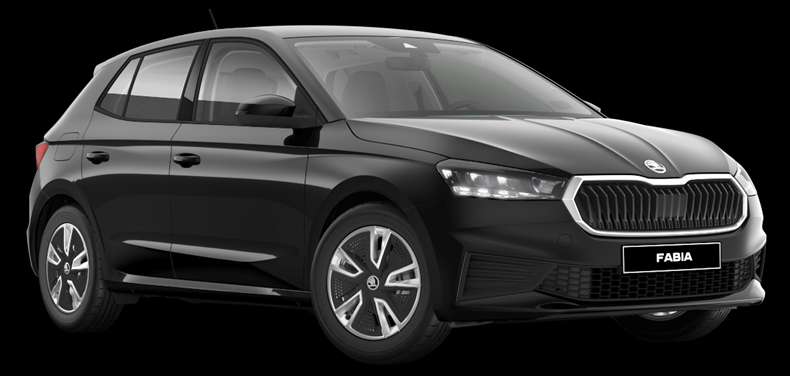 Schräge Frontansicht auf einen Skoda Fabia, freigestellt