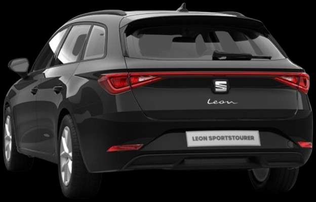 Schräge Heckansicht auf einen SEAT Leon, freigestellt