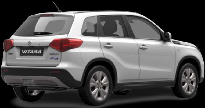Schräge Heckansicht auf einen Suzuki Vitara, freigestellt