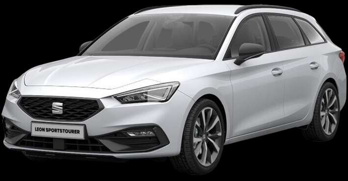 Schräge Frontansicht auf einen SEAT Leon, freigestellt
