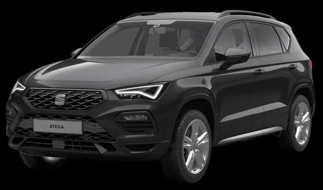 Schräge Frontansicht auf einen SEAT Ateca, freigestellt