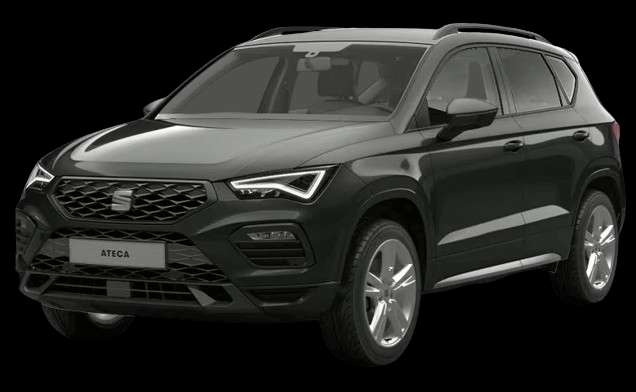 Schräge Frontansicht auf einen SEAT Ateca, freigestellt