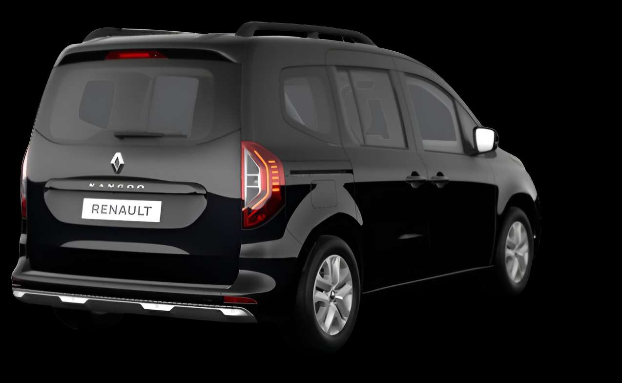 Schräge Heckansicht auf einen Renault Kangoo, freigestellt