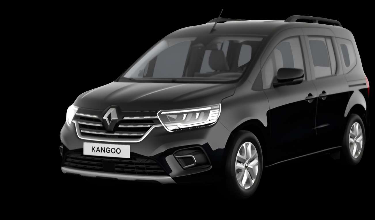 Schräge Frontansicht auf einen Renault Kangoo, freigestellt
