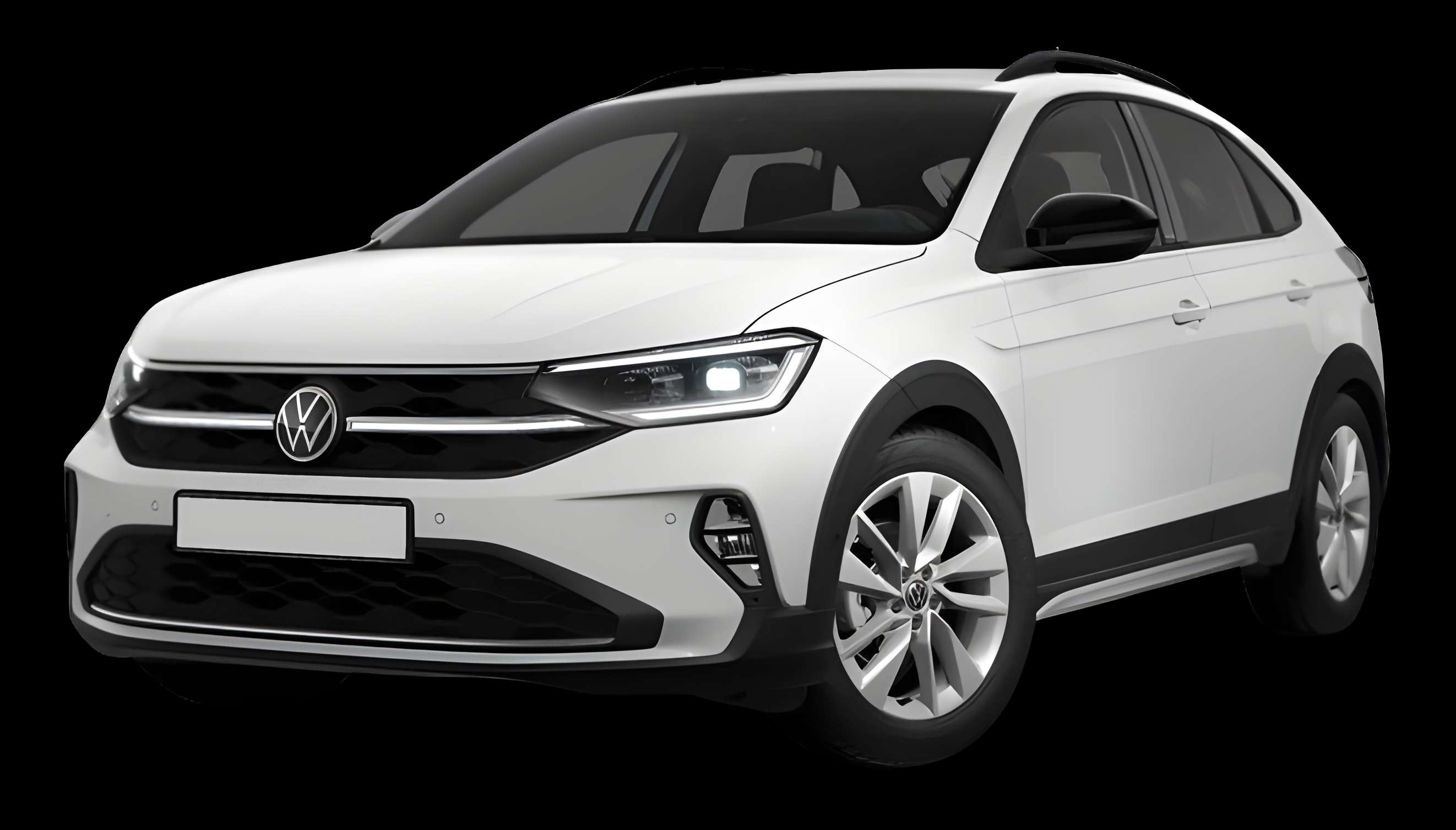 Schräge Frontansicht eines Volkswagen Taigo, freigestellt