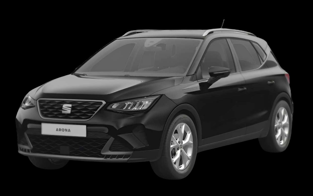 Schräge Frontansicht auf einen SEAT Arona, freigestellt