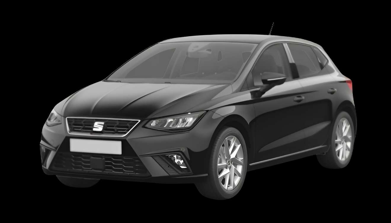 Schräge Frontansicht auf einen SEAT Ibiza, freigestellt