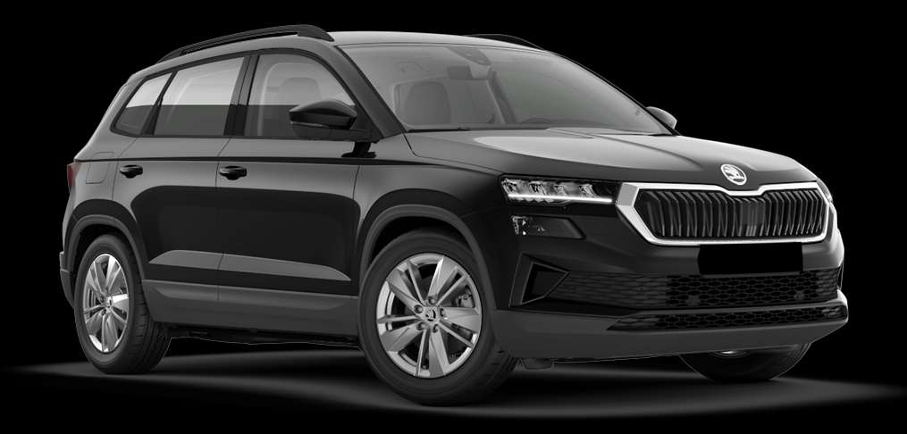 Schräge Frontansicht eines Skoda Karoq, freigestellt