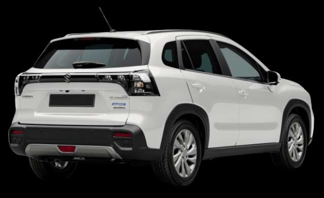 Schräge Heckansicht auf einen Suzuki S-Cross, freigestellt