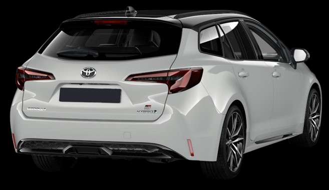 Schräge Heckansicht auf einen Toyota Corolla, freigestellt
