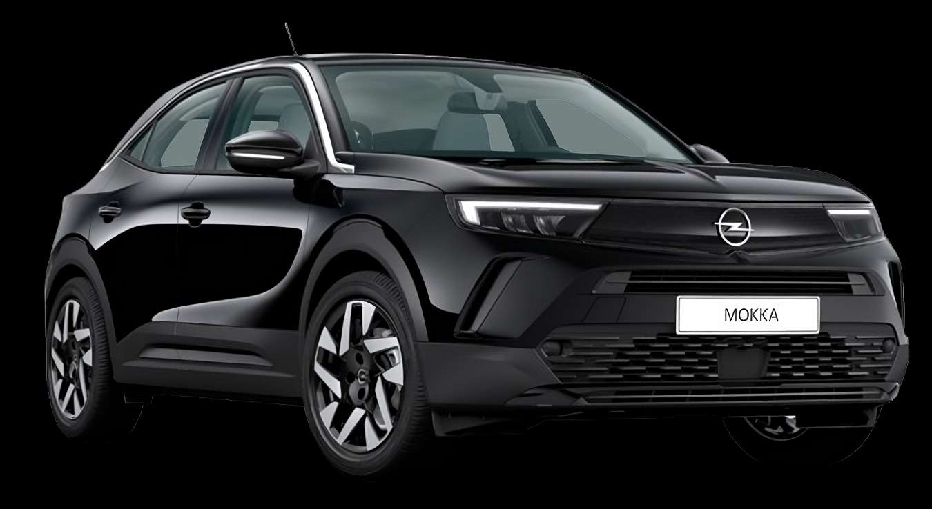 Schräge Frontansicht auf einen Opel Mokka, freigestellt