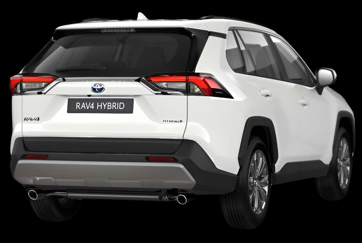 Schräge Heckansicht auf einen Toyota RAV4, freigestellt