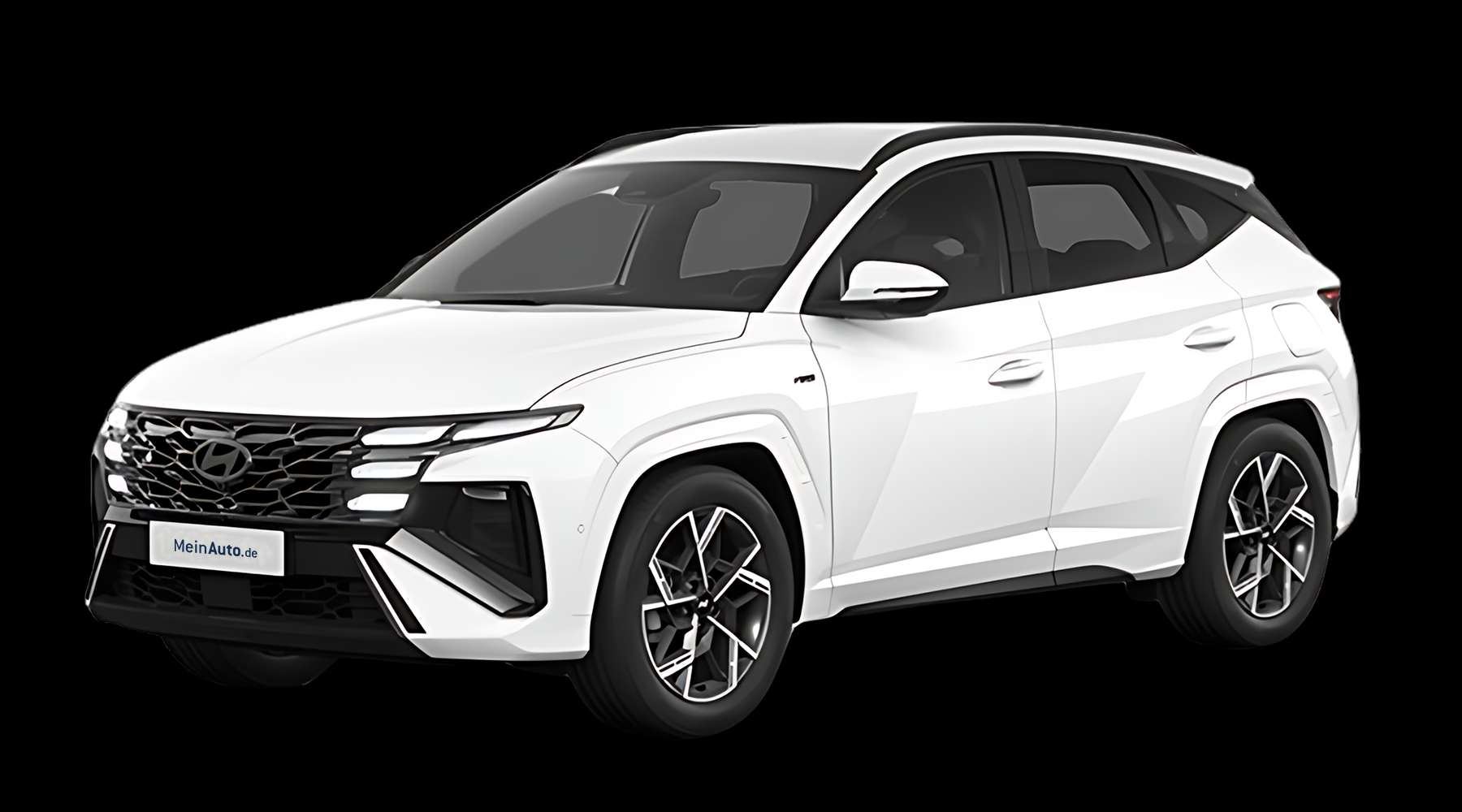 Schräge Frontansicht auf einen Hyundai Tucson, freigestellt