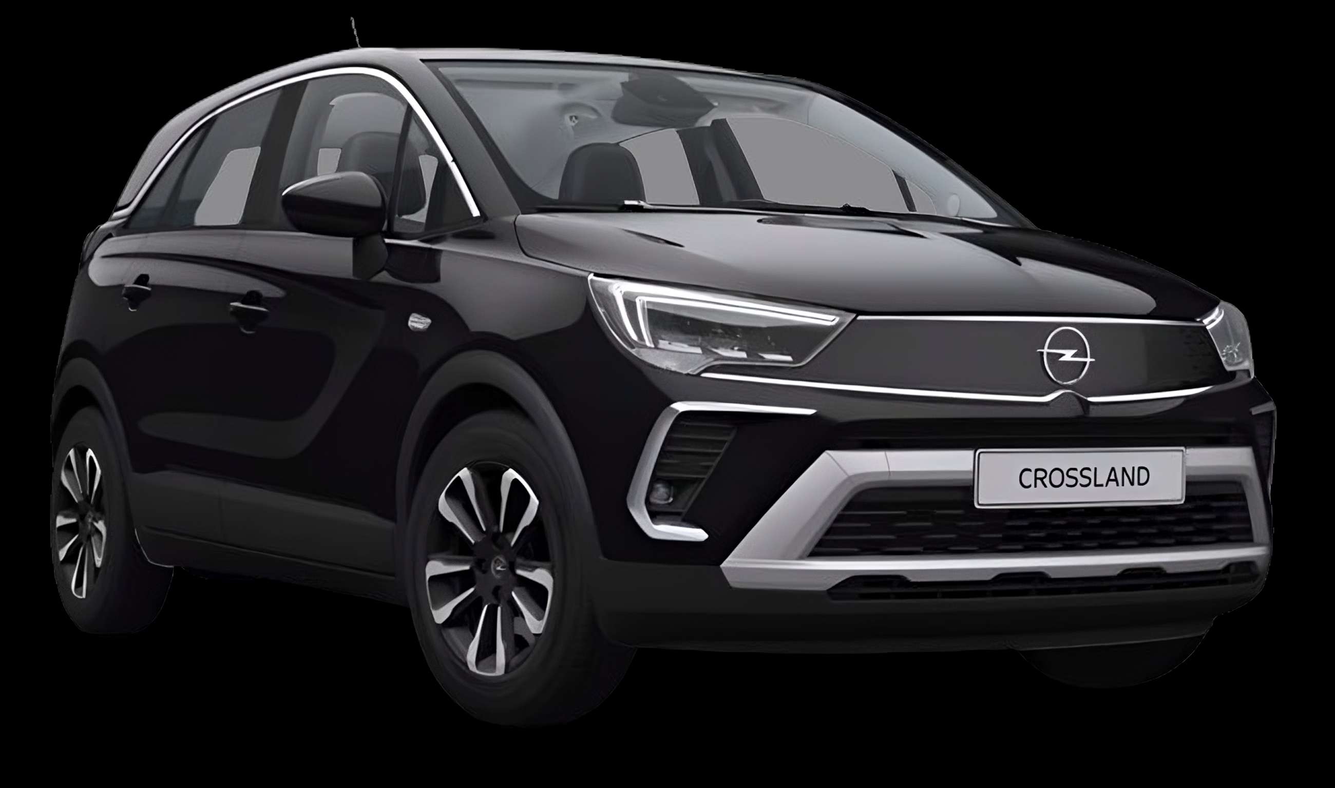 Schräge Frontansicht auf einen Opel Crossland, freigestellt