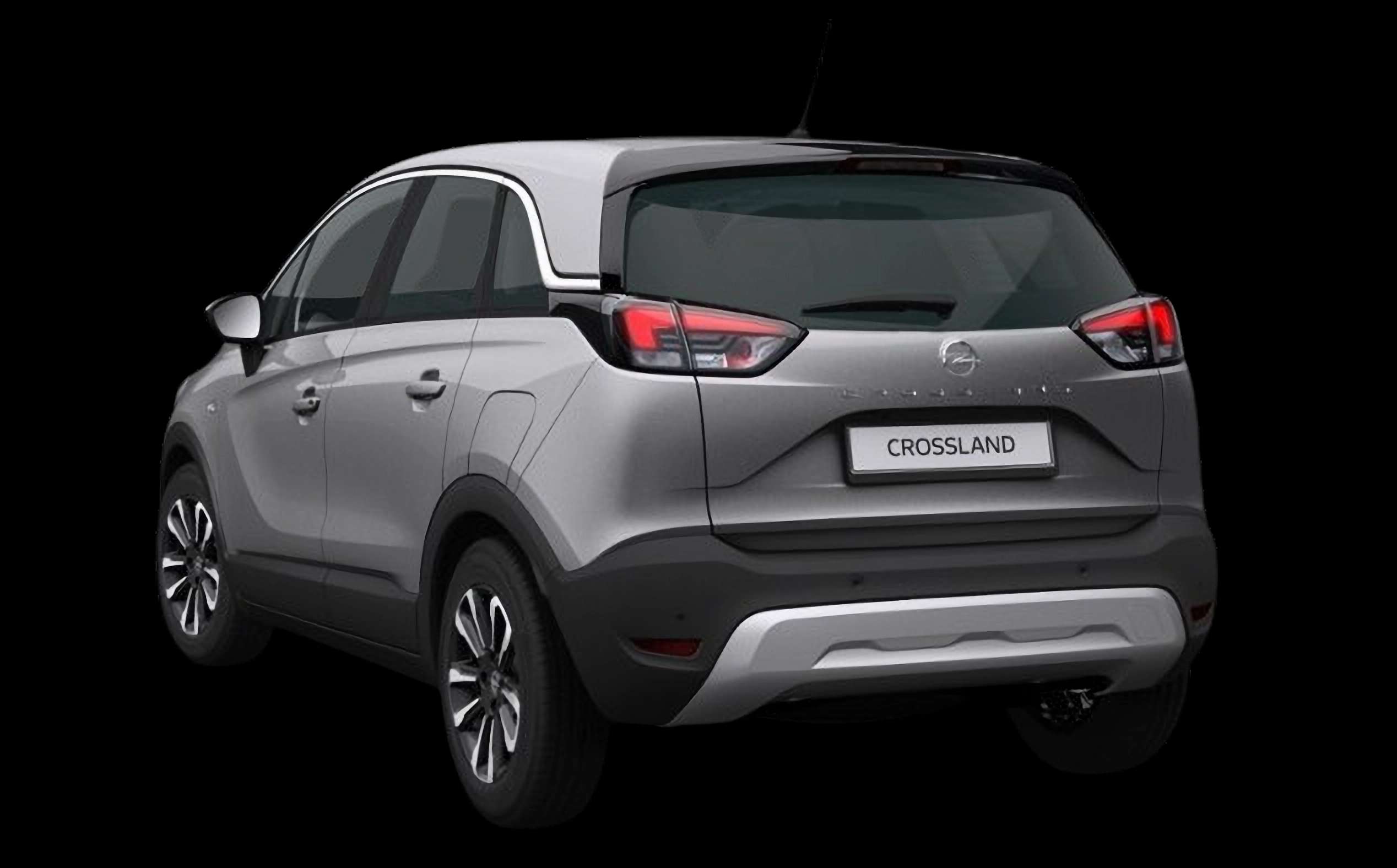 Schräge Heckansicht eines Opel Crossland, freigestellt