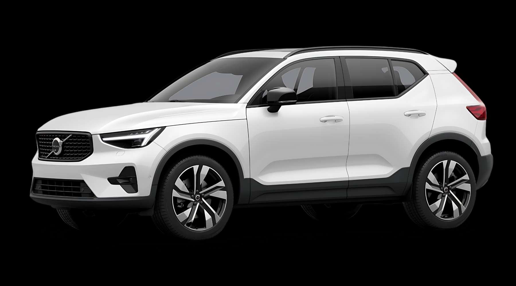 Schräge Frontansicht auf einen Volvo XC40, freigestellt