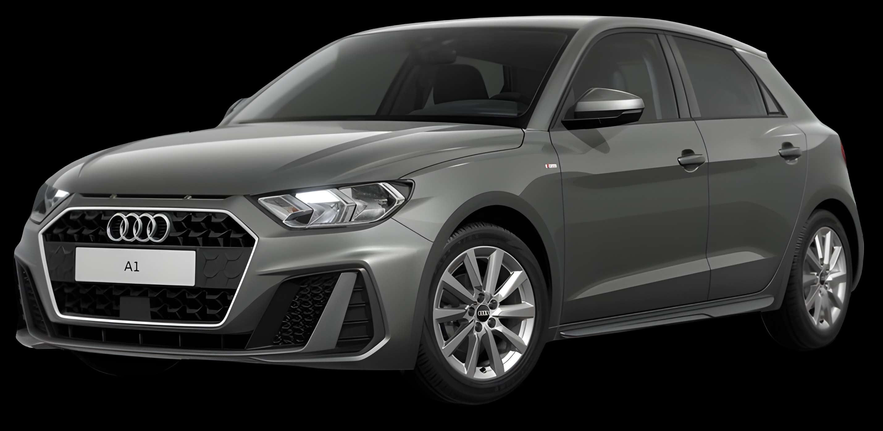 Schräge Frontansicht auf einen Audi A1, freigestellt