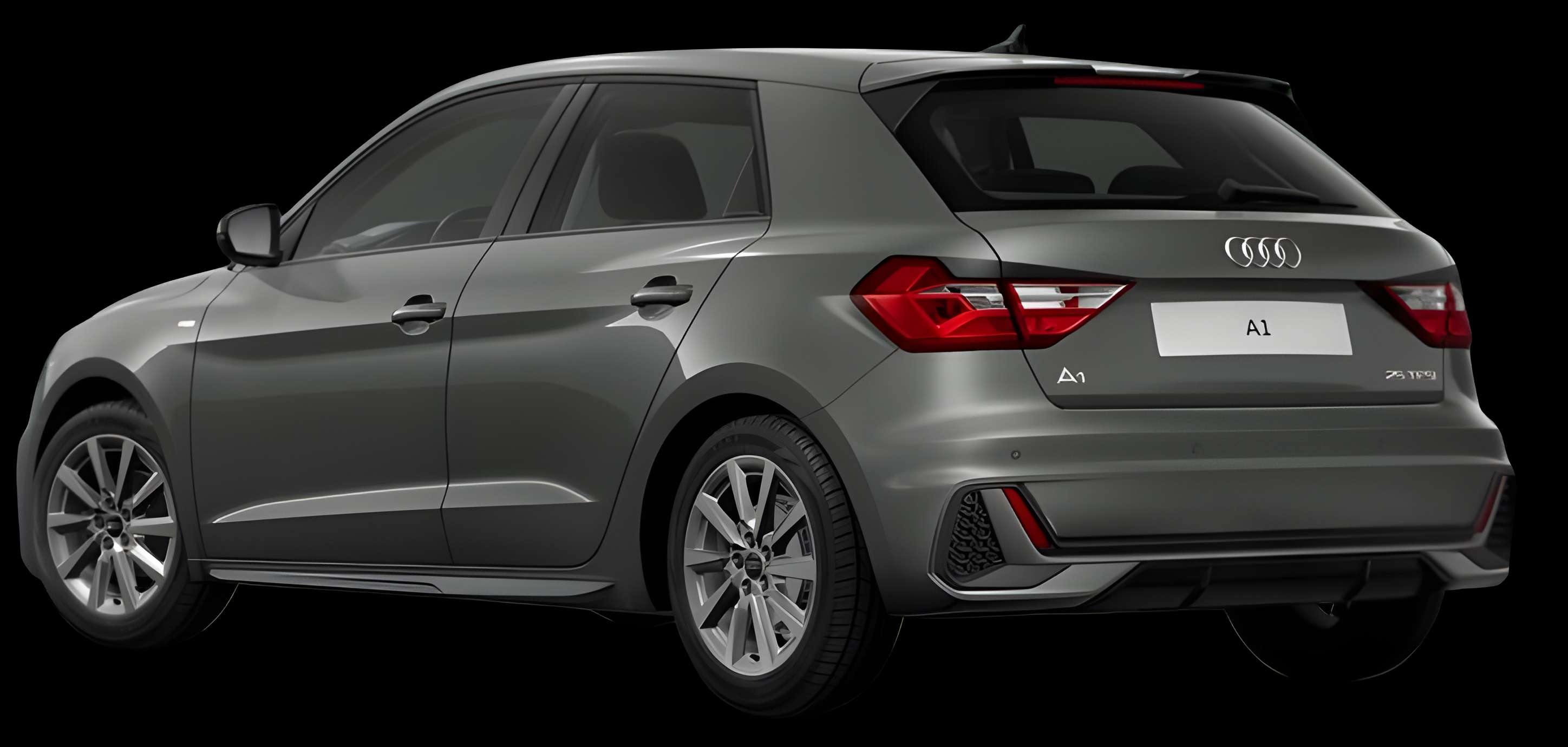 Schräge Heckansicht auf einen Audi A1, freigestellt
