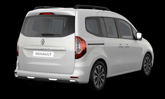 Schräge Heckansicht auf einen Renault Kangoo, freigestellt