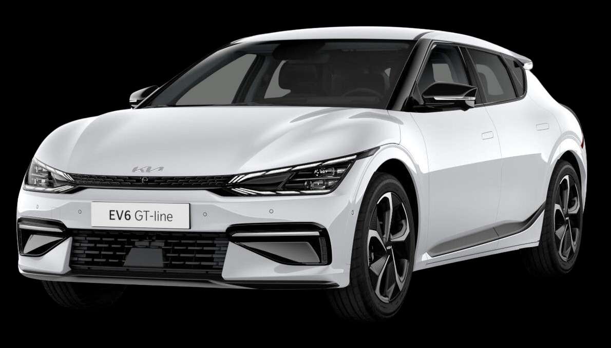 Schräge Frontansicht eines Kia EV6, freigestellt
