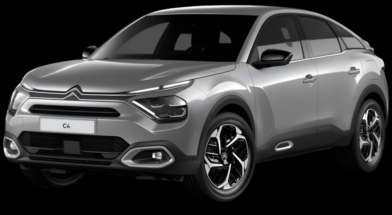 Schräge Frontansicht auf einen Citroën C4, freigestellt