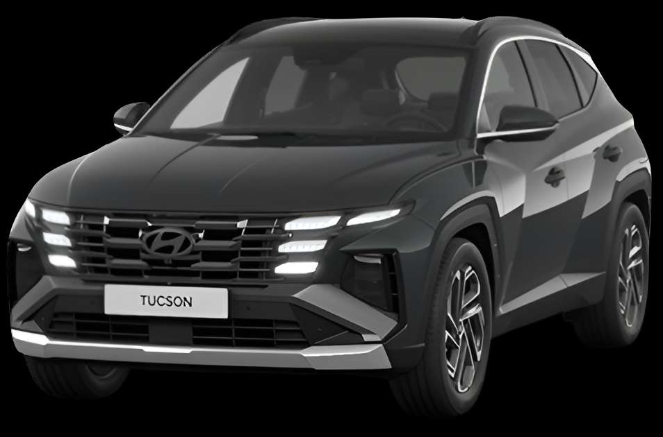 Schräge Frontansicht auf einen Hyundai Tucson, freigestellt