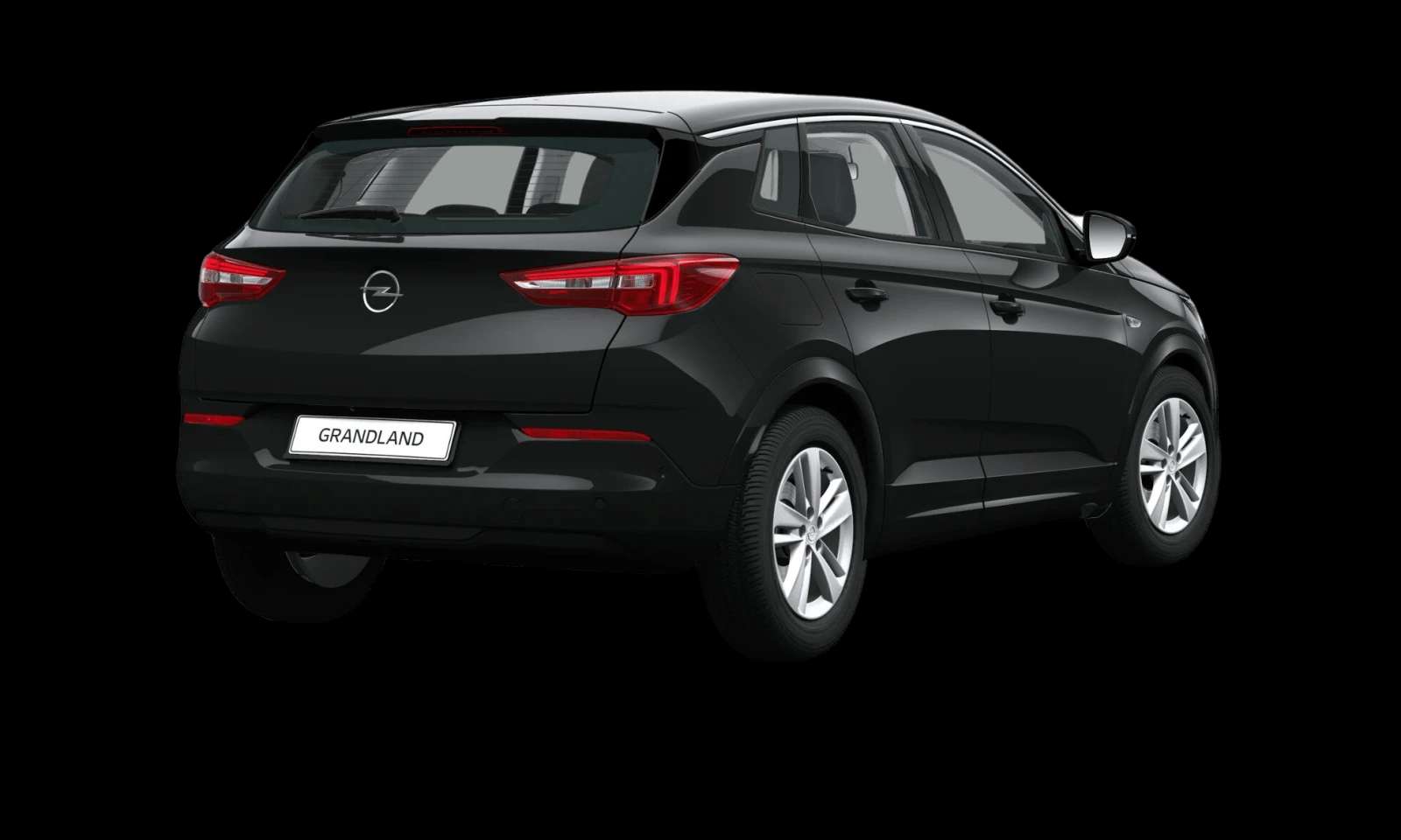 Schräge Heckansicht auf einen Opel Grandland, freigestellt