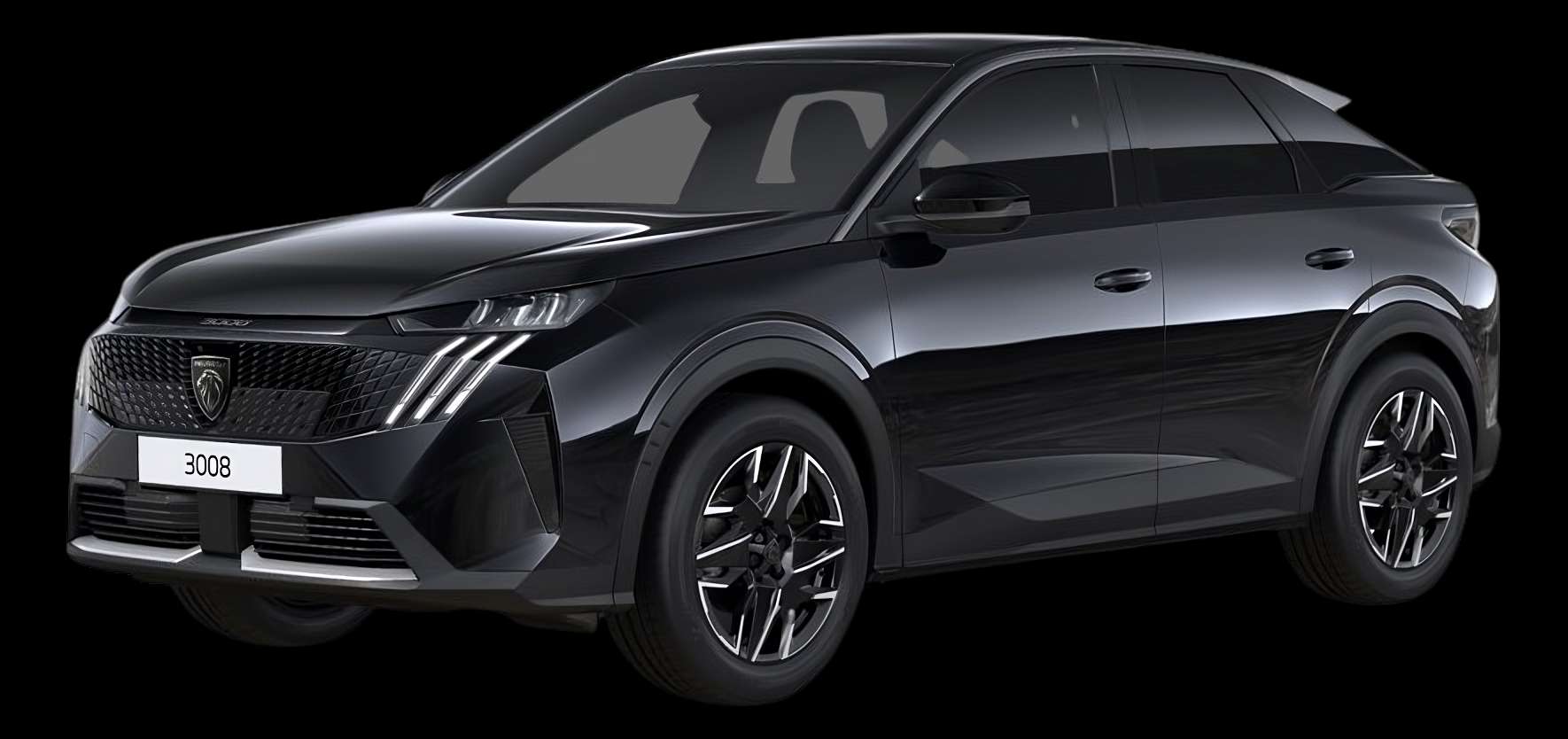 Schräge Frontansicht auf einen Peugeot 3008, freigestellt