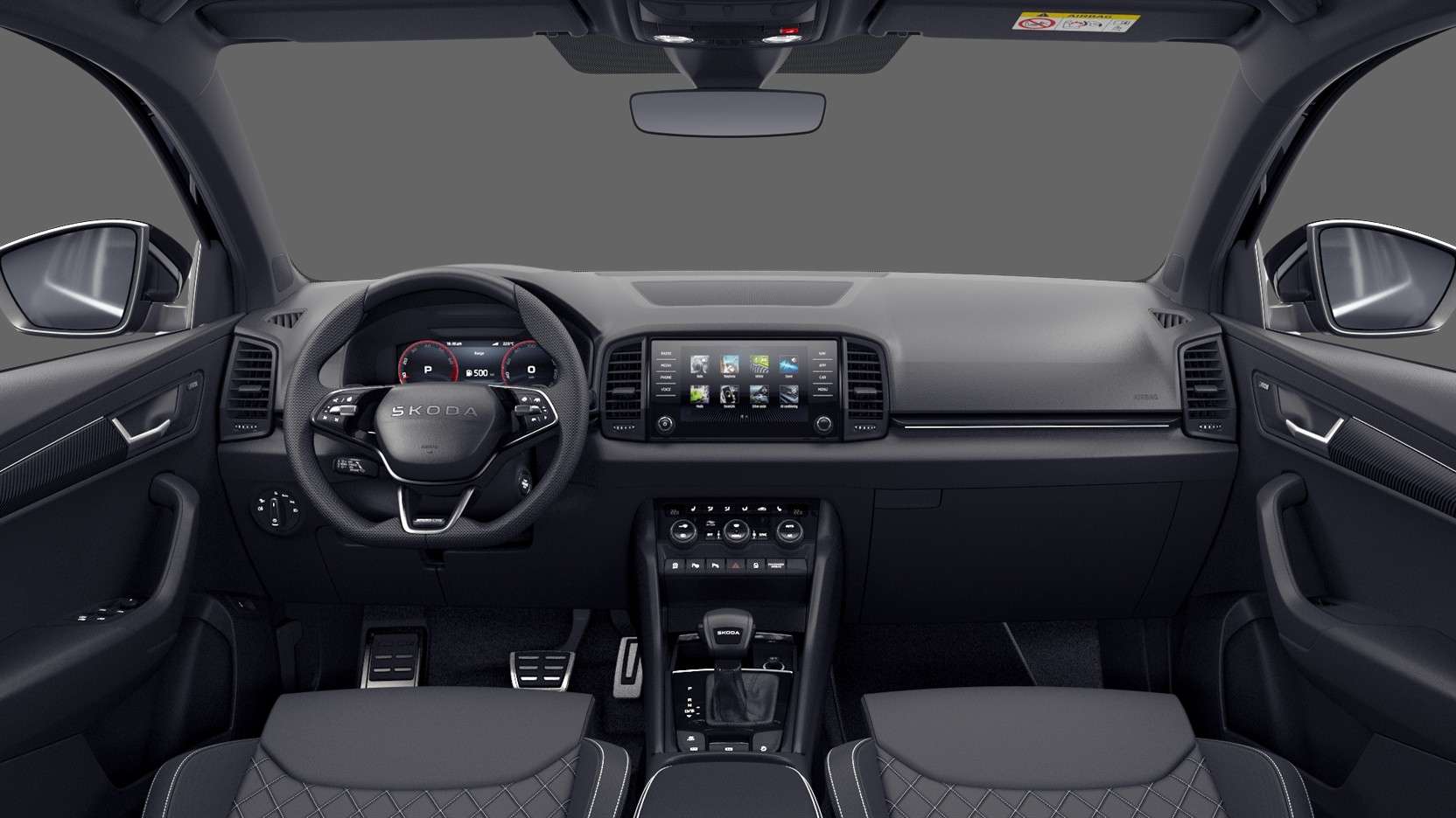 Ansicht des Armaturenbretts eines Skoda Karoq