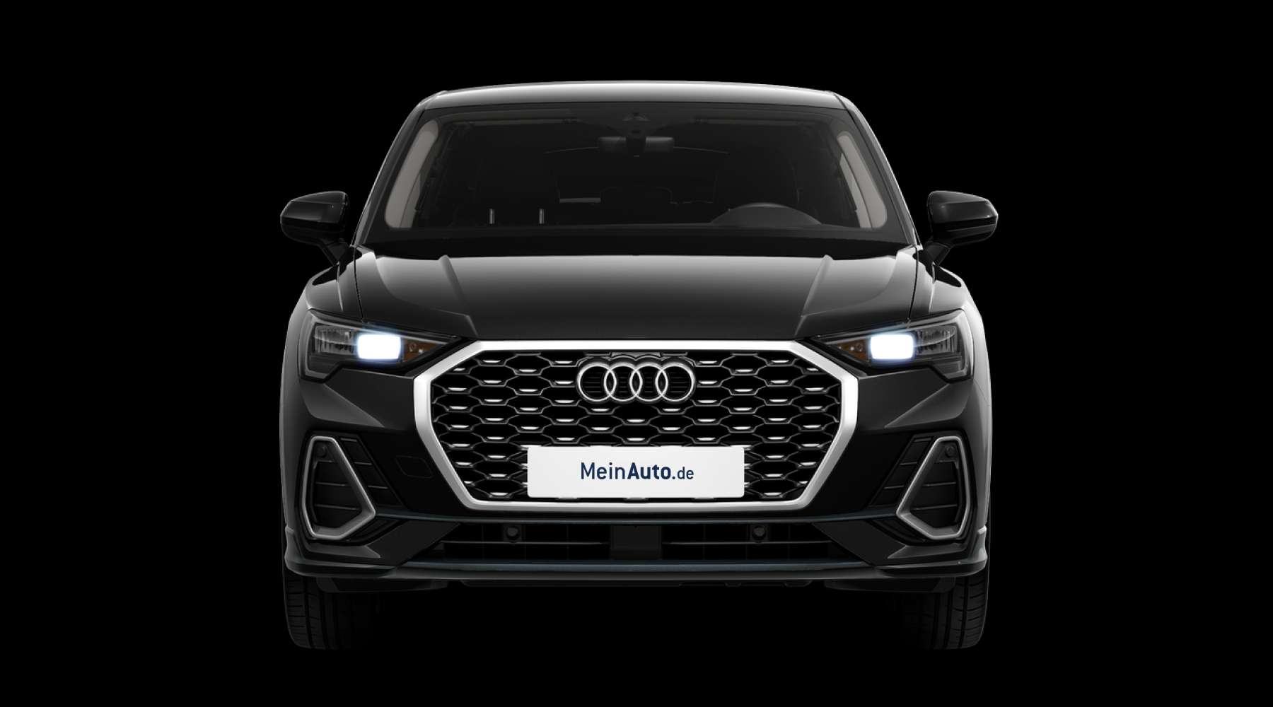 Frontansicht auf einen Audi Q3 Sportback, freigestellt