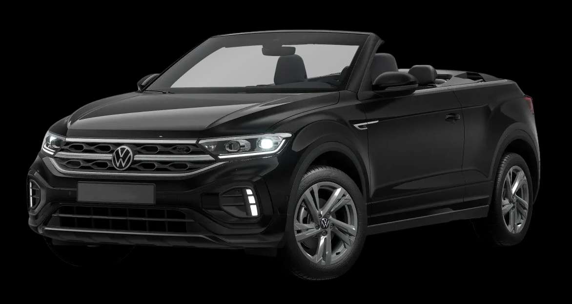 Schräge Frontansicht auf einen Volkswagen T-Roc, freigestellt