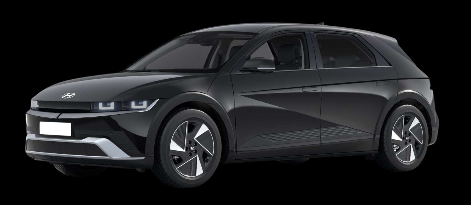 Schräge Frontansicht auf einen Hyundai IONIQ 5, freigestellt