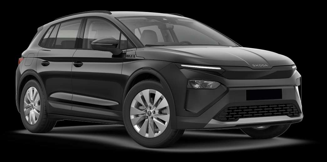 Schräge Frontansicht auf einen Skoda ELROQ, freigestellt
