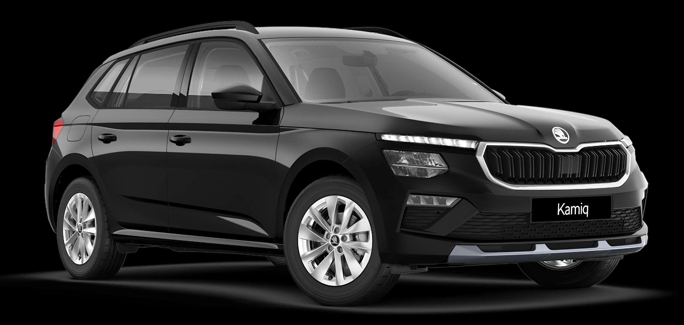 Schräge Frontansicht eines Skoda Kamiq, freigestellt