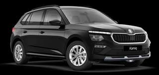 Schräge Frontansicht auf einen Skoda Kamiq Selection, freigestellt