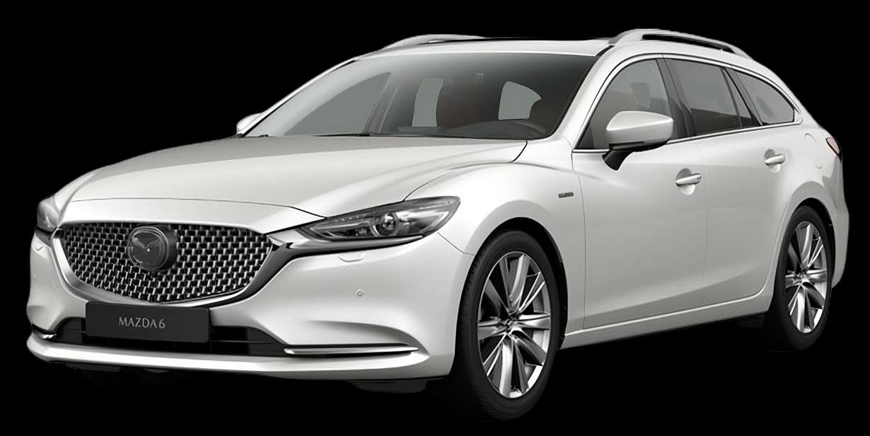 Schräge Frontansicht auf einen Mazda Mazda6, freigestellt